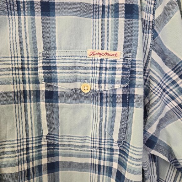 Lucky Brand Western Style Plaid Button Down Shirt Size XL - Picture 4 of 6